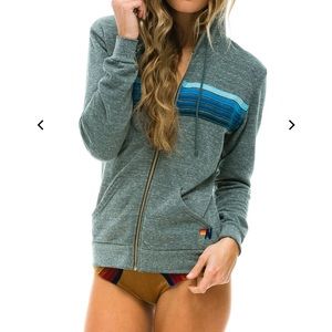 Aviator Nation 5 Stripe Zip Hoodie